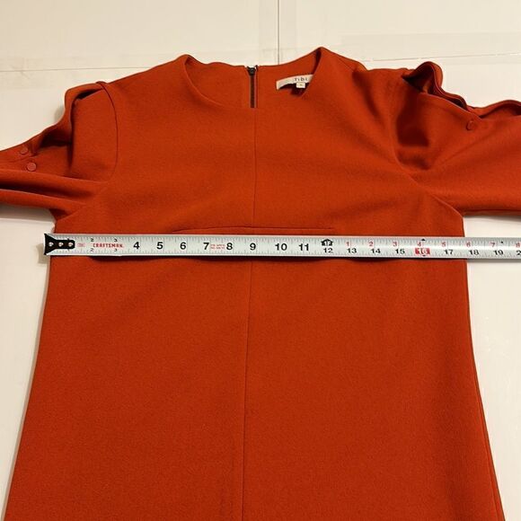Tibi women’s paprika color button sleeves crepe shift mini dress size 2 - Picture 9 of 11